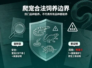 爬宠合法饲养边界示意图：可放心养物种与保护物种对比，每一只都需要被善待