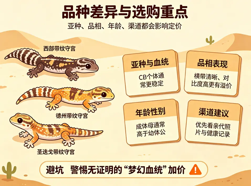 带纹守宫品种差异与选购重点