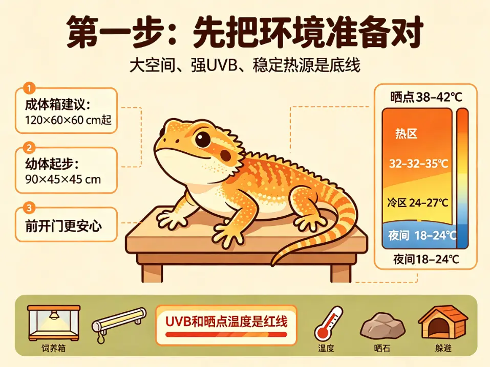 饲养鬃狮蜥第一步：先把环境准备对
