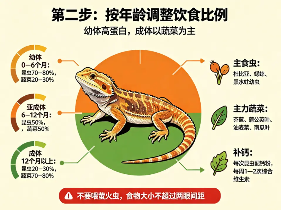 饲养鬃狮蜥第二部：按年龄调整饮食比例