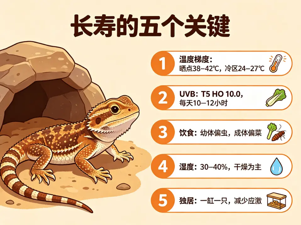 鬃狮蜥长寿的五个关键