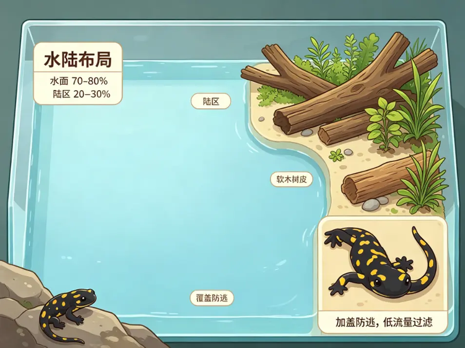 东方蝾螈入手攻略:饲养箱布局