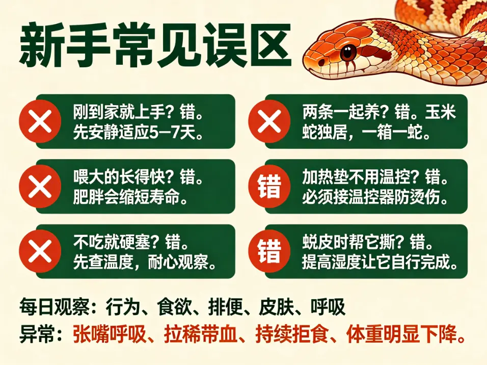 玉米蛇饲养新手常见误区