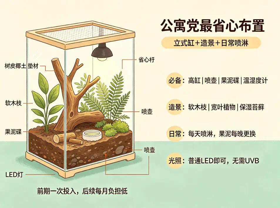 睫角守宫最省心的环境布置