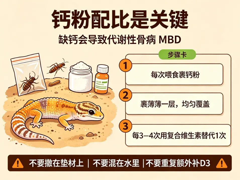 肥尾守宫喂食指南:钙粉配比是关键