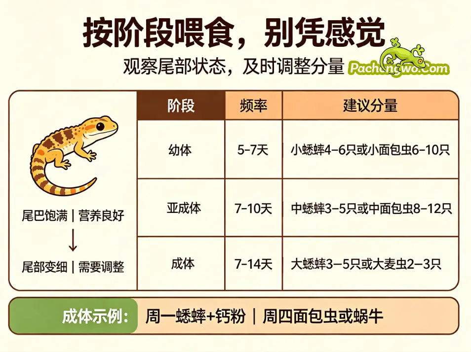 肥尾守宫喂食指南:按阶段喂食,别凭感觉