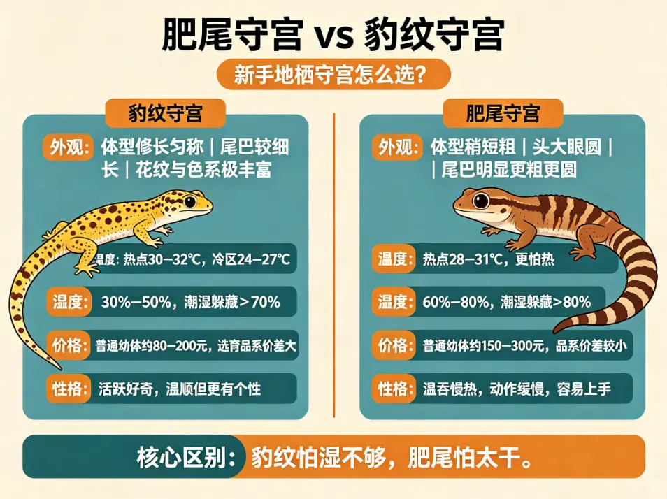 豹纹守宫和肥尾守宫谁更适合你，全方面对比