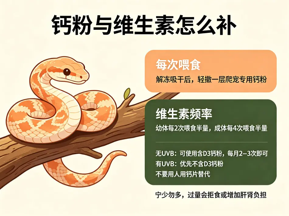 猪鼻蛇喂食指南,钙粉与维生素怎么补