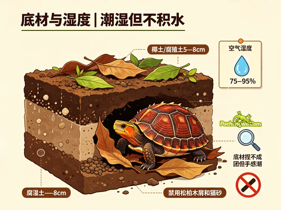 锯缘闭壳龟饲养指南：底材与湿度