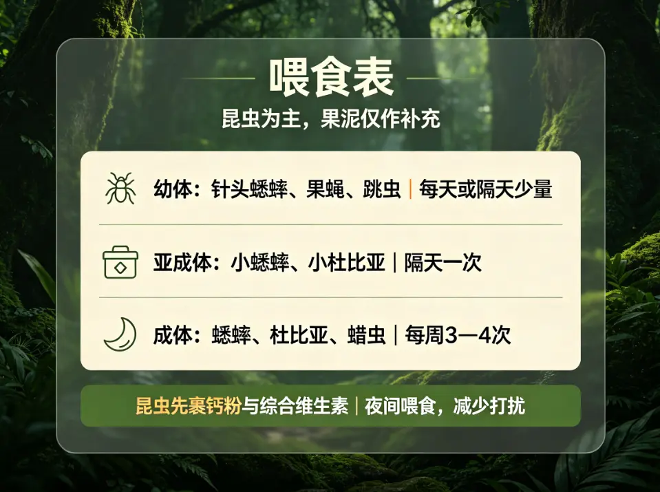 叶尾守宫喂食表