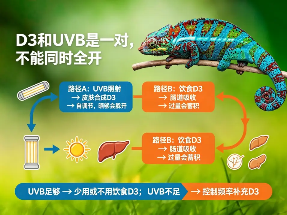 蜥蜴补钙全攻略：D3和UVB是一对，不能同时全开