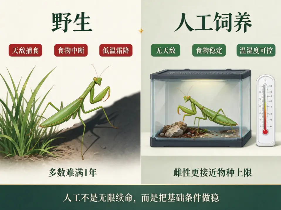 螳螂寿命与延寿：人工饲养VS野生寿命