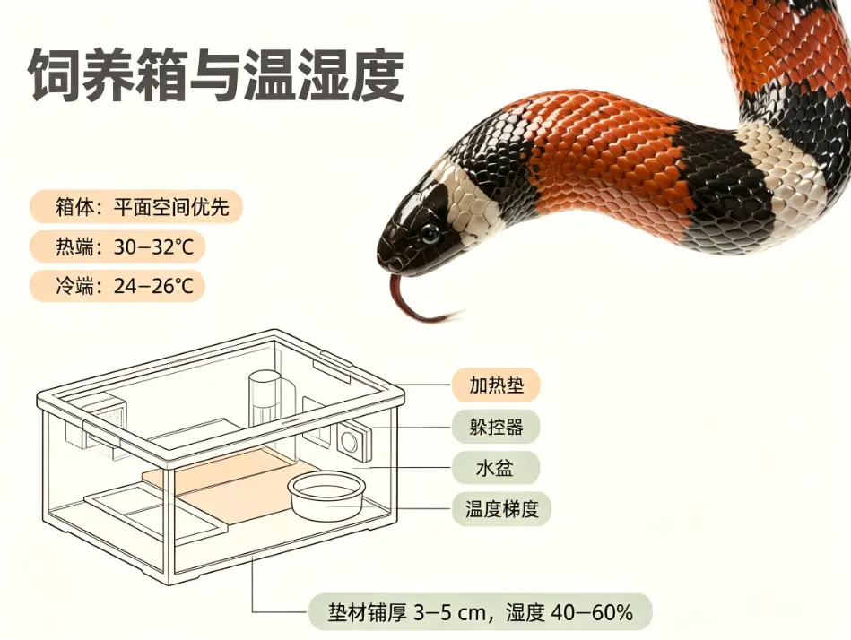 奶蛇饲养新手攻略:饲养箱与温湿度