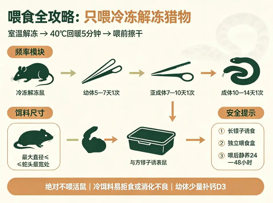 只喂冷冻解冻猎物