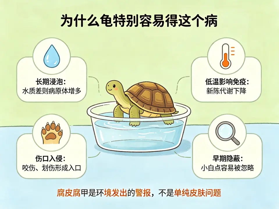 龟腐皮腐甲养护指南：为什么龟特别容易得这个病