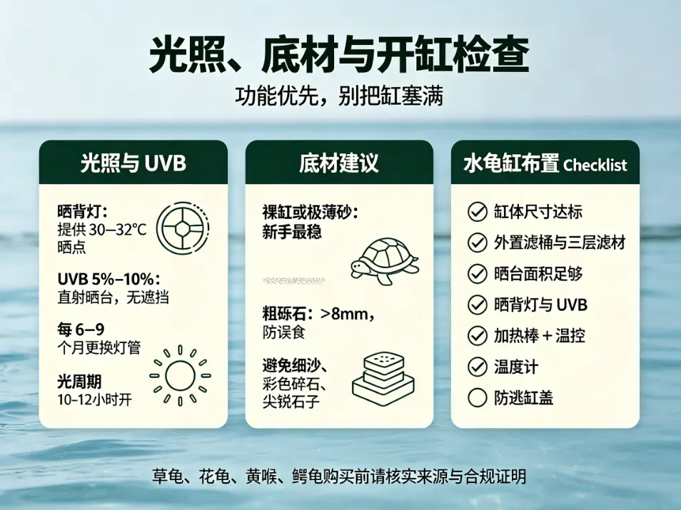 水龟缸养护指南：光照与 UVB