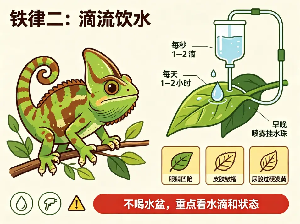 高冠变色龙饲养攻略铁律二:滴流饮水