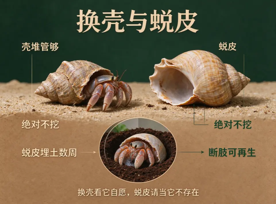 陆寄居蟹饲养:换壳与蜕皮